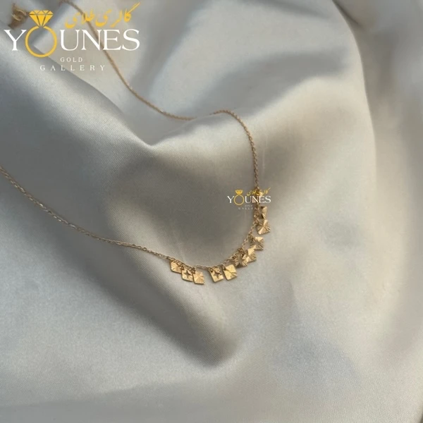 گردنبند طلا مربعی تراش دار